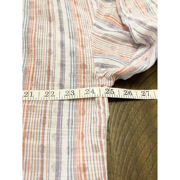 Maeve Anthropologie Breckenridge Striped Button Up Tunic Blouse Shirt SZ Medium - Picture 7 of 10